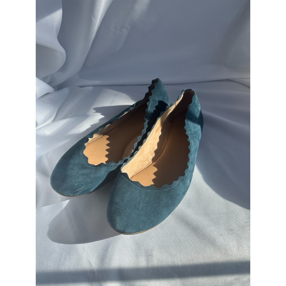 Tahari Zuzu Womens 9 1/2 M Olive Color Suede Ballet Shoes Flat
